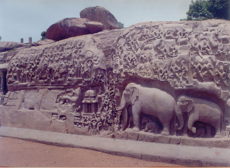 Stone carved elephants at Mahabalipuram, Chennai, India